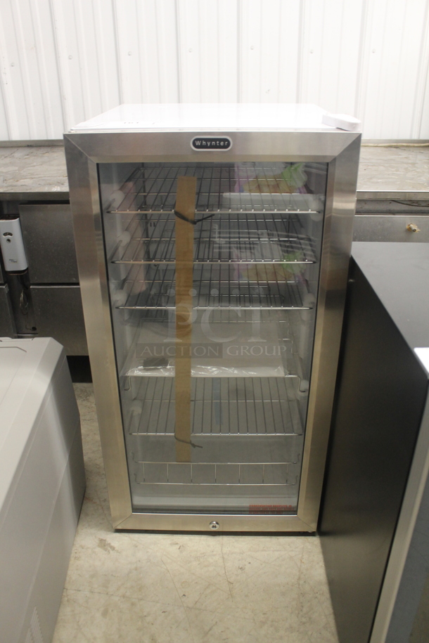 BRAND NEW SCRATCH AND DENT! Whynter BR-128WS Stainless Steel 120 Can Capacity Beverage Cooler With Stainless Steel Shelves And Lock. 115V. Tested And Working!  - Image 1 of 6