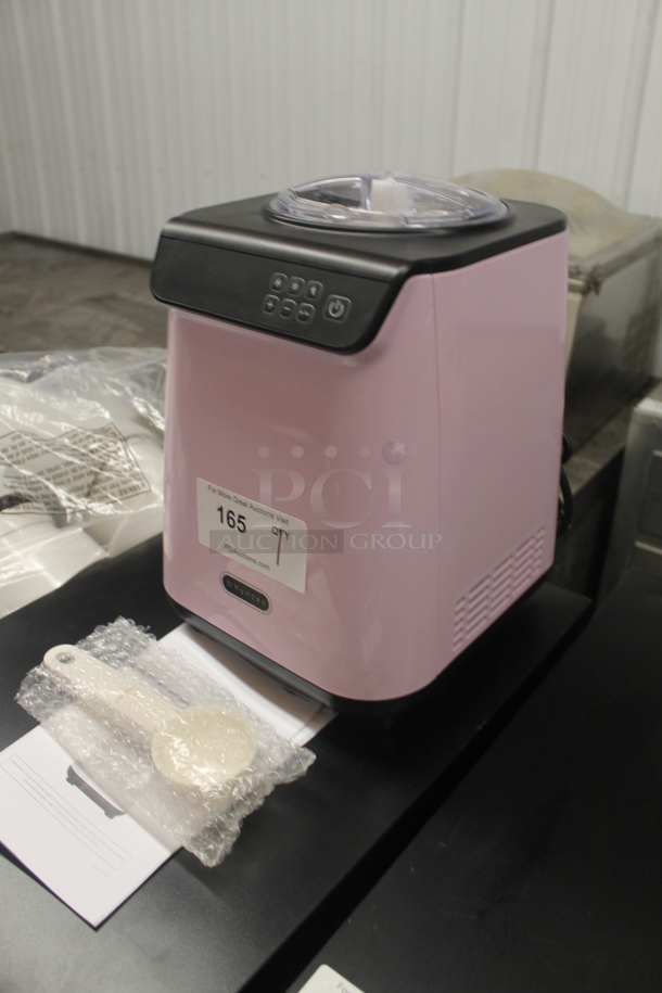 BRAND NEW SCRATCH AND DENT! Whynter ICM-128BPS 1.28 Quart Compact Upright Automatic Limited Black Pink Edition Ice Cream Maker With Stainless Steel Bowl And Ice Cream Scooper. 100-120V. Tested And Working!  - Image 3 of 5