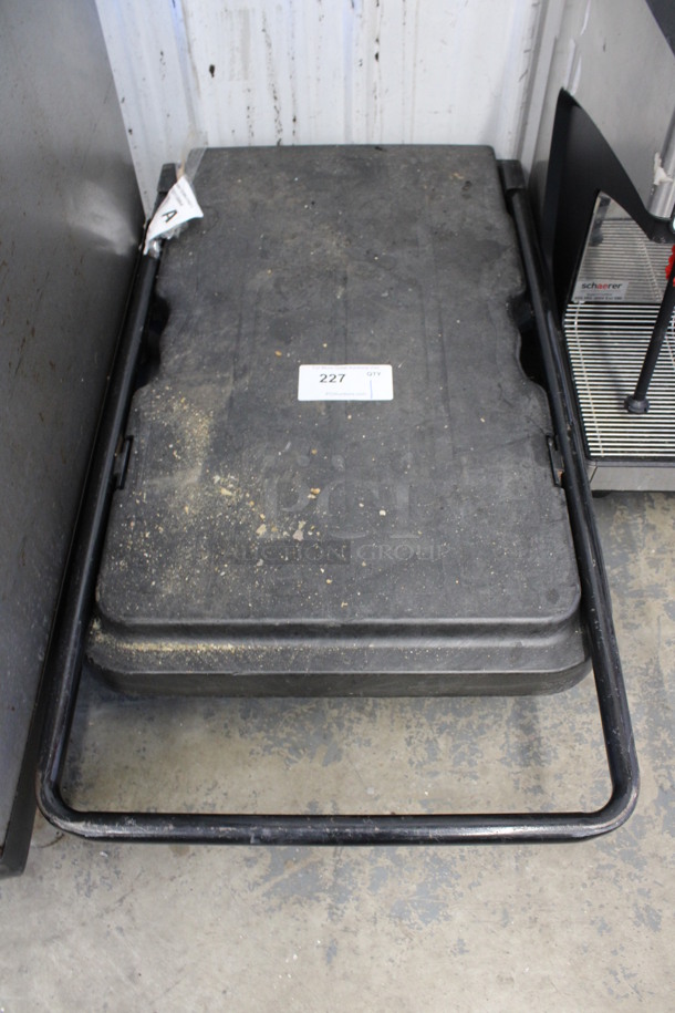 Black Poly Cart w/ Handle on Commercial Casters. 20x38x9