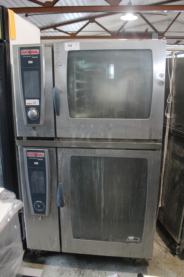 2 Rational SCC WE 62 / SCC WE 102 Self Cooking Center Commercial Stainless Steel Combi Oven With Steel Pan Racks on Commercial Casters. 480V, 3 Phase. 2 Times Your Bid! 