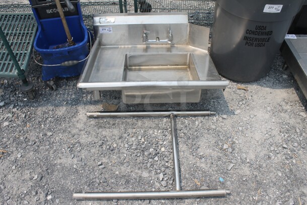 Advance Tabco Commercial Stainless Steel One Compartment Sink With Left Side Splash.