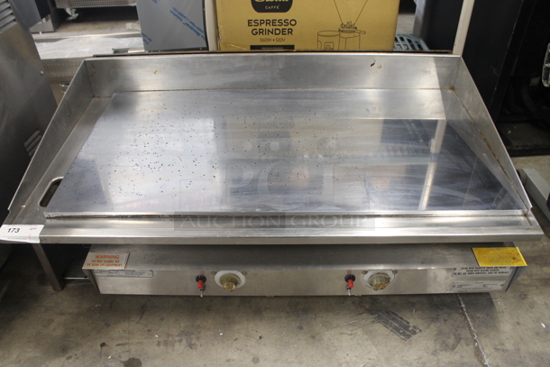 Keating Miraclean 483FLD Stainless Steel Commercial Natural Gas Powered Chrome Top Flat Top Griddle.  - Image 1 of 8