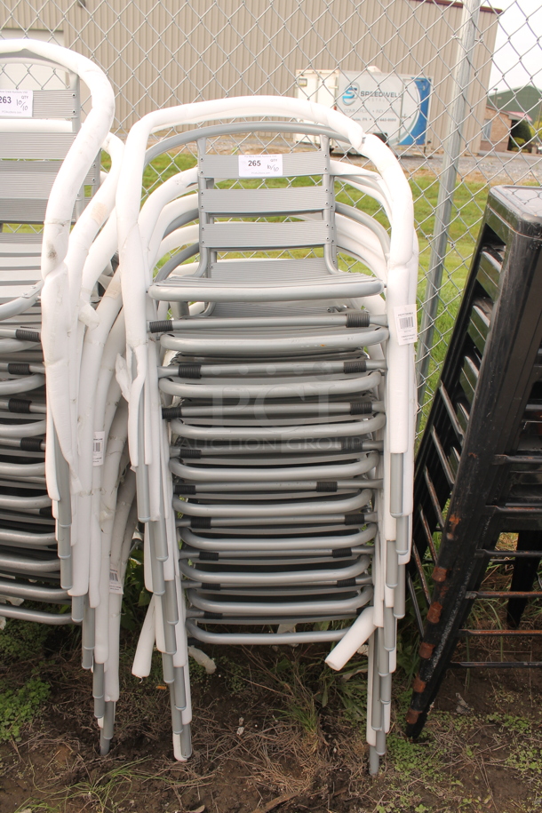 10 BRAND NEW SCRATCH AND DENT! Gray Metal Outdoor Patio Chairs w/ Arm Rests. 10 Times Your Bid! - Image 1 of 3