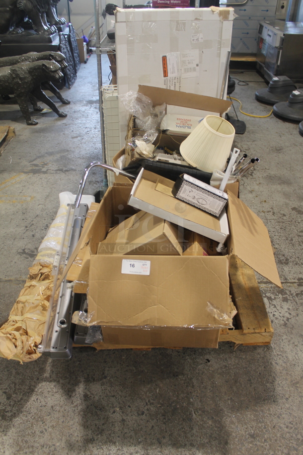 ALL ONE MONEY! Pallet Lot of Various Items Including Lampshade and Boxes! - Image 1 of 6