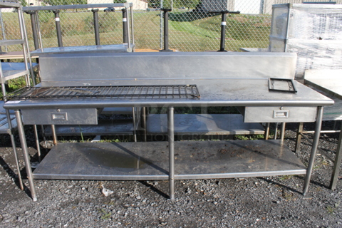 Stainless Steel Commercial Table w/ Under Shelf, Drawer and Back Splash.
