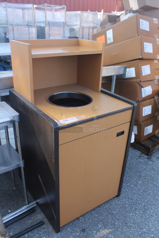 Brown Trash Can Shell w/ Trash Deposit Hole, Tray Return, Trash Can and Door. - Image 2 of 4