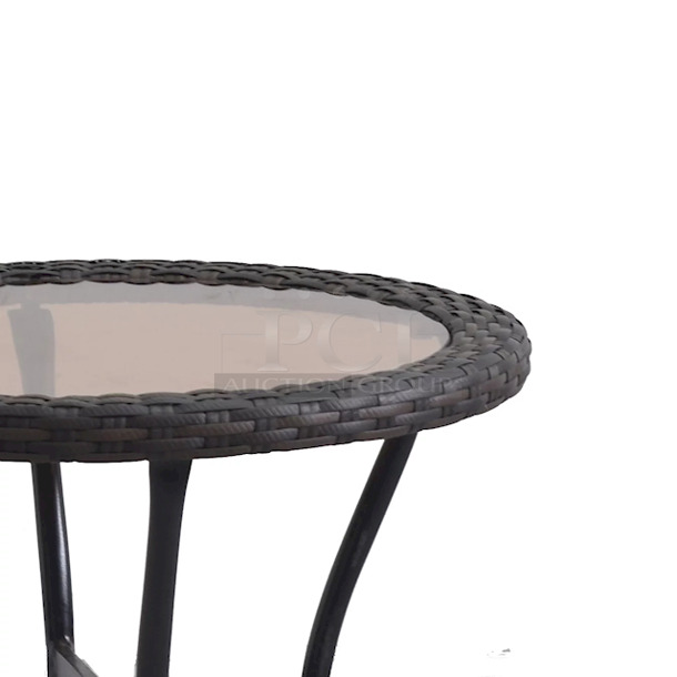 Mainstays Arlington Glen 5 Piece Outdoor Furniture Patio Leisure Set, Beige. Chair dimensions: 26.25" x 28.25" x 32"; 15.7 lbs.
Side table dimensions: 20" D x 19.25"; 6.37 lbs.
Ottoman dimensions: 19.5" x 19" x 12.5"; 8.86 lbs. - Image 10 of 11