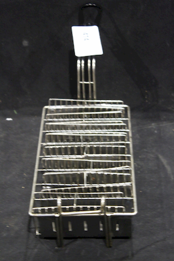 HOLY TACOS BATMAN! 12" x 6 1/2" x 4 1/2" 8-Slot Nickel-Plated Steel (8) Taco Fry Basket with Rubberized Handle and Front Hook - Image 2 of 4