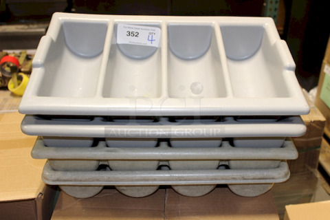 AWESOME! 4 Compartment Cutlery Tub.
22" x 13" x 5". 4x Your Bid