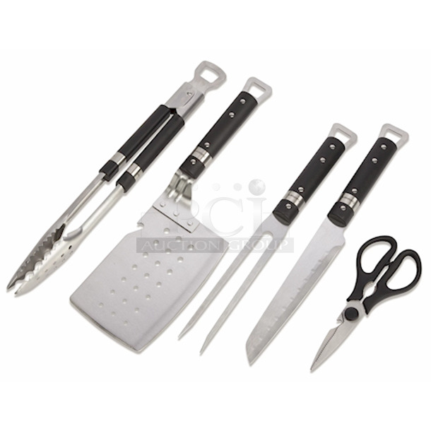 Cuisinart® Chef's Classic™ 5 Piece Grill Set - Includes Spatula, Tongs, Fork, Knife, and Multi-Purpose Shears
