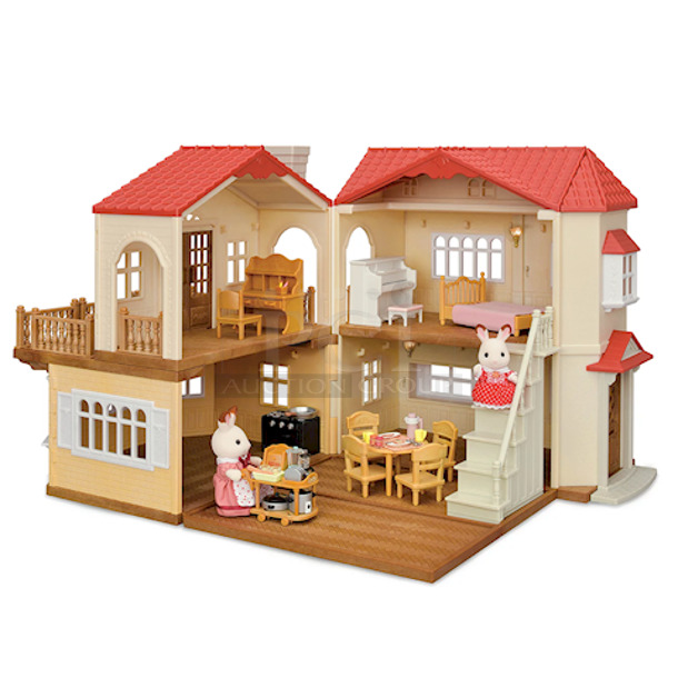 2-4-1!! Calico Critters Red Roof Country Home, Dollhouse Playset with Figures, Furniture and Accessories & Nuby Dribble BANDANA BIB. - Image 4 of 5