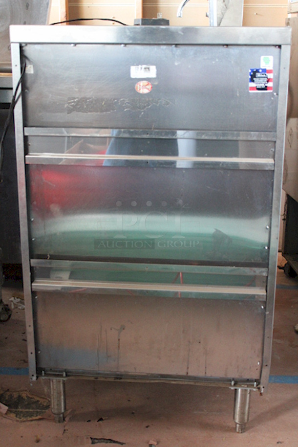 DON'T MIND THE DUST! Perlick Lighted DBGS-24 Back Bar Glass Storage Cabinet, 24"W, (3) adjustable sound-deadened shelves, stainless steel construction. LED Build Needs To Be Replaced.  - Image 4 of 7