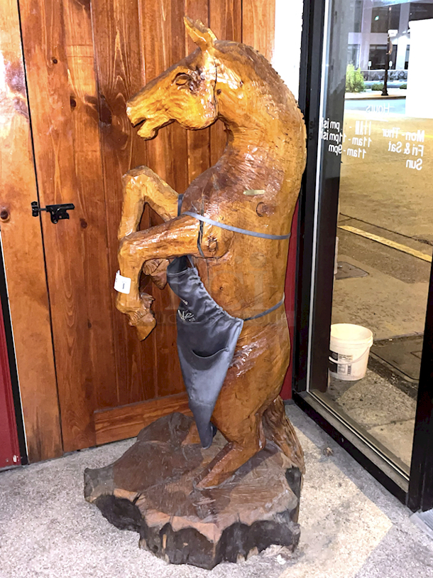 OUTSTANDING! Hand Carved Horse, Wood, Title: "Stud" By Artist: Dave Clarke.  - Image 4 of 9