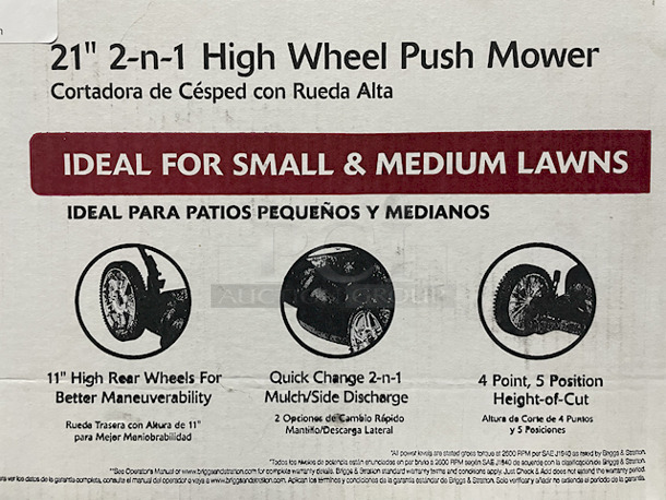 IN THE BOX! Murray MP21450HW 21” 2-n-1 High Wheel Push Mower. 11” High rear Wheels. Quick Change 2-n-1 Mulch/Side Discharge. 4 Point, 5 Position Height Of Cut.  - Image 3 of 3