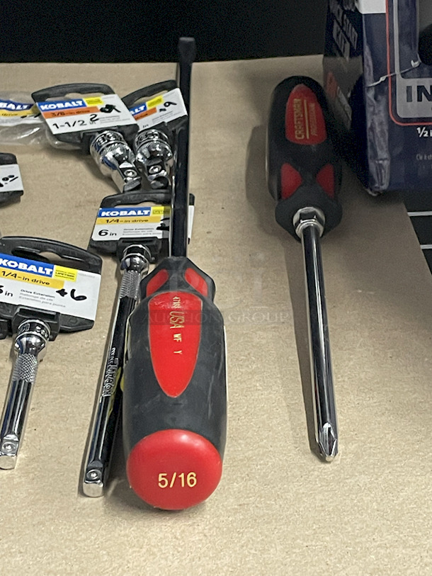 ALL BRAND NEW POWER & HAND TOOLS!! [2] Hitachi 1/2” 13mm 18v Cordless Driver Drills W/ Hard Carry Case, [4] Kobalt Pro90 Ratchet 138pc Mechanic Tool Sets With Hard Case, [3] Campbell Hausfeld 1/2” Impact Wrenches, [1] Campbell Hausfeld 1/2” Impact Wrench Quick Start Kit, [2] Craftsman Screwdrivers (5/16 Slotted & P3 Phillips), [1] ¼” Driver Adapters, [5] ¼” Drive x 3” Drive Extensions, [1] ¼” Dive x 6” Drive Extension, [2] 3/8” Drive Extensions, [1] ¼” Drive T25 Driver Socket!  - Image 9 of 11