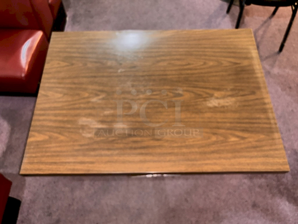 HIGH QUALITY! Oak Finished Table Top With Heavy Duty Metal Frame and Crossbar Base. 48x30x30