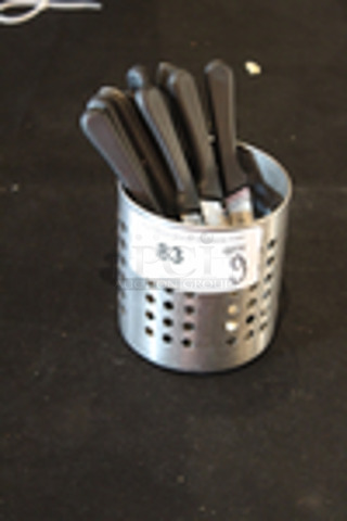 NICE! Lot of 9 Diner Knives With Silverware Container. 
9x Your Bid
