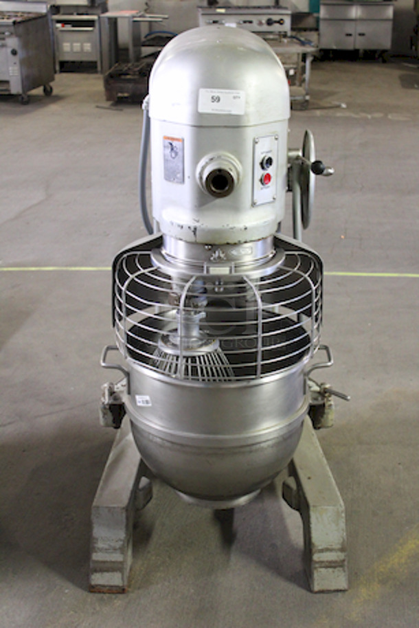 DON'T PASS THIS UP! Hobart 4 Speed, 60qt, H-600 Planetary Mixer With Stainless Steel 60qt Mixing bowl, Cage and Whip With Bowl Lift. 460v/60hz/2.5amp