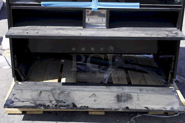 BRAND NEW SCRATCH & DENT! Structural Concepts PC5682 Addenda 58" Non-Refrigerated Pastry Case
color is black. TESTED. TURNS. WORKS PERFECT! - Image 8 of 8