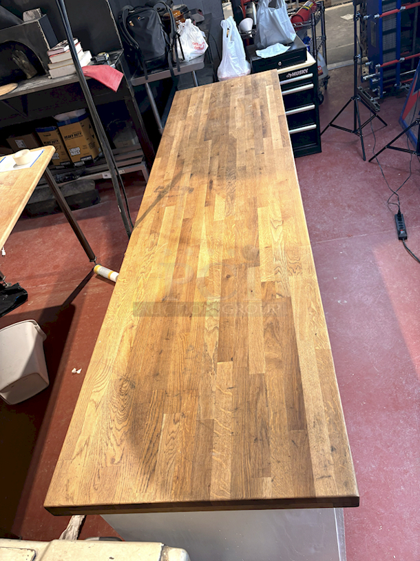 HEAVY DUTY! Rolling Counter With Sturdy Wood Top And Ample Storage Space. On Commercial Casters. 98x25-1/2x37 - Image 5 of 6