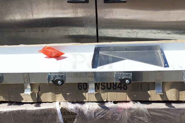 BRAND NEW SCRATCH & DENT! Regency 48" Stainless Steel Utility Shelf with 4 Mop / Broom Holders and 5 Rag Hooks - Image 5 of 7