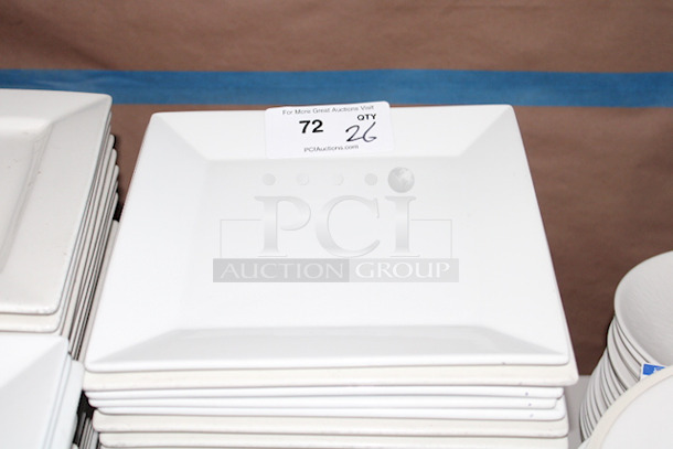 LIKE NEW! Front of the House DOS027WHP21 Kyoto 11 3/4" Bright White Square Porcelain Plate. 11-3/4x11-3/4x1. 26x Your Bid - Image 1 of 3