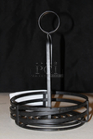 American Metalcraft FWC69 Black Flat Coil Round Wrought Iron Condiment Caddy with Card Holder - 6" x 9 1/2"
8x Your Bid
