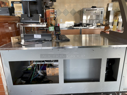 AWESOME! Duke SUB-CU-L61AM Point Of Sale/Register Station with 4 Built In Retractable Cup Dispensers, Storage Shelving Model No: SUB-CU-L61AMDimensions: 61