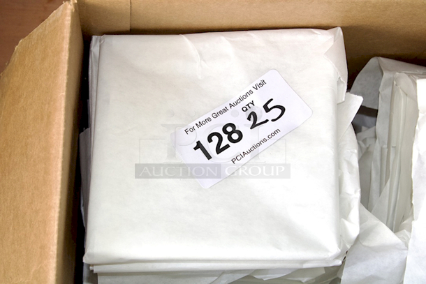 NEW! FULL BOX! CAC China Porcelain PNS-7 Princesquare 7" Bright White Square Porcelain Plates. 7x7x7/8 25x Your Bid - Image 1 of 3