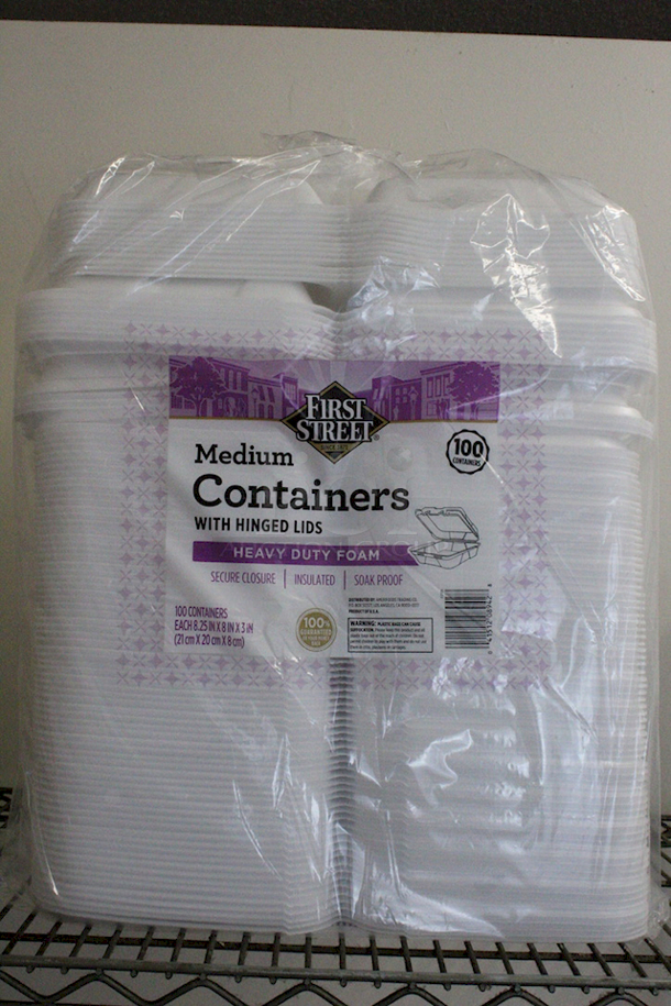 First Street Single Use To Go Food Containers W/ Hinged Lids, Medium, Heave Duty Foam.  - Image 1 of 2