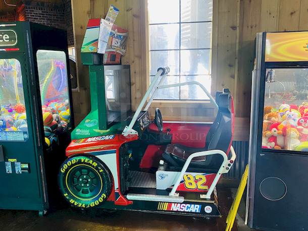 AWESOME! Global VR Nascar Team Racing Deluxe Cabinet Arcade Game, Single and Multi-Player Option. 110v. In Perfect Working Order. L = 74”, W = 41”, H = 79” Weight = 580 lbs  BETTER PHOTOS COMING SOON