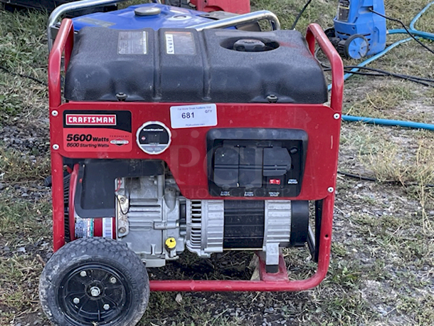 Craftsman 5600 Watt (8600 Watt Starting) A/C Generator. 120 Volt AC, 20 Amp, Single Phase, 60 Hz Electrical Power, suitable for lighting, appliances, tools, and motor loads. It also has a 120/240 Volt AC, 30 Amp locking receptacle for operation of 120 and/or 240 Volt AC, 30 Amp, Single Phase, 60 Hz Electrical loads. - Image 1 of 7