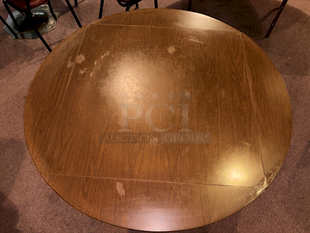 AMAZING! 36" Square to 51" Round Locking Drop Leaf Tabletop With Walnut Finish and Heavy Duty Weighted Base 36"/51" x 29" - Image 3 of 4