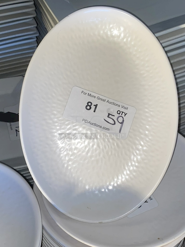 NICE! World Bell White Melamine Textured 12" Oval Plates. 59x Your Bid - Image 1 of 6