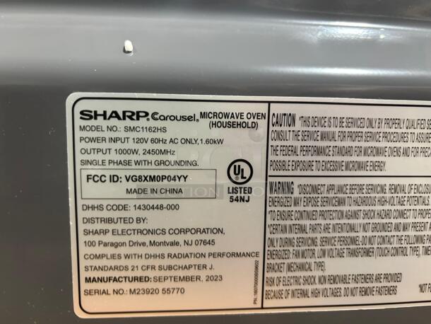 Brand New Scratch & Dent Sharp - 1.1 cu ft Stainless Countertop Microwave with 1000 watts - Image 4 of 6