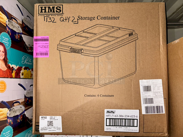 (2) BOXES OF OF 6!! HMS Hefty HFT-7163-386-234-623-6 HI-Rise Large 18-Gallons (72-Quart) Weatherproof Heavy Duty Tote with Latching Lid. 2x Your Bid