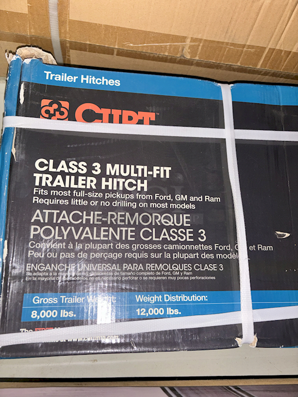 Curt Class 3 Multi-Fit Trailer Hitch, Gross Trailer Weight: 8,000 lbs. Weight Distribution: 12,000 lbs. 