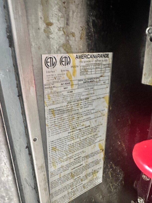 Late Model American Range AF-50HE 50 Lb Fryer, Gas, Floor Model, Full Pot Stainless Steel 15.5(W) Working - Image 5 of 8