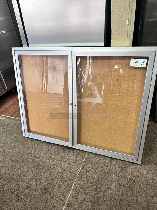Clean Enclosed Cork Board with Aluminum Frame - Image 3 of 6