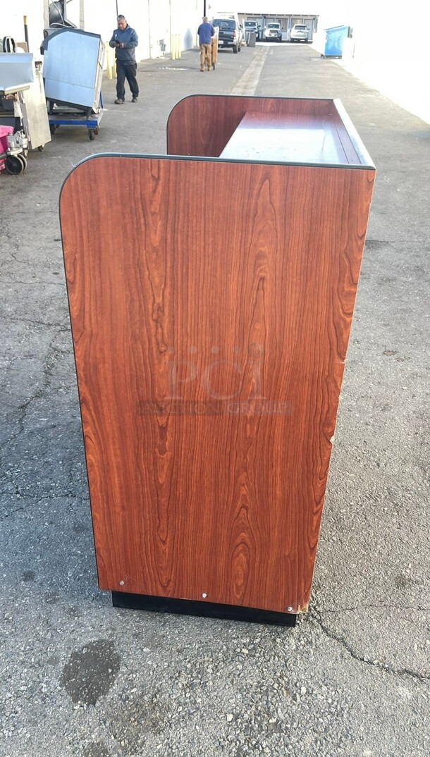 Lancaster Table & Seating Waste 35 Gallon Walnut Receptacle Enclosure with Two Swing Door - Image 9 of 9