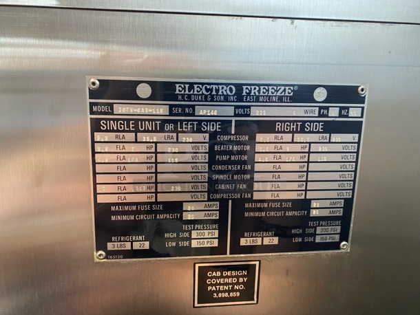 Electro Freeze 30TN-CAB-118 Stainless Steel Commercial Floor Style 2 Flavor w/ Twist Soft Serve Ice Cream Machine on Commercial Casters. 230 Volts, 3 Phase. - Image 7 of 8