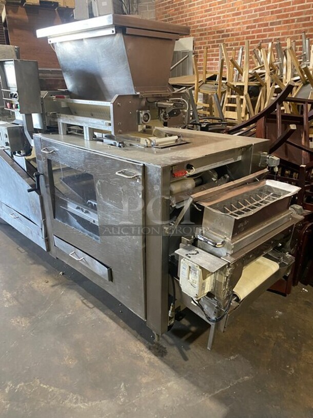 SWEET! KONIG Maschinen/RHEON Commercial Floor Style Stress Free Mass Production BUN ROLL LINE! Up To 4000 PCS Per Hour/Rounded, Stamped, Oval or Folded and Long-Rolled! Model Brotchenanlage/Roll Plant GS USA K2 Serial 3160052! With Rheon Full Line Dough Sheeter WIth Hopper! On Commercial Casters! - Image 12 of 12