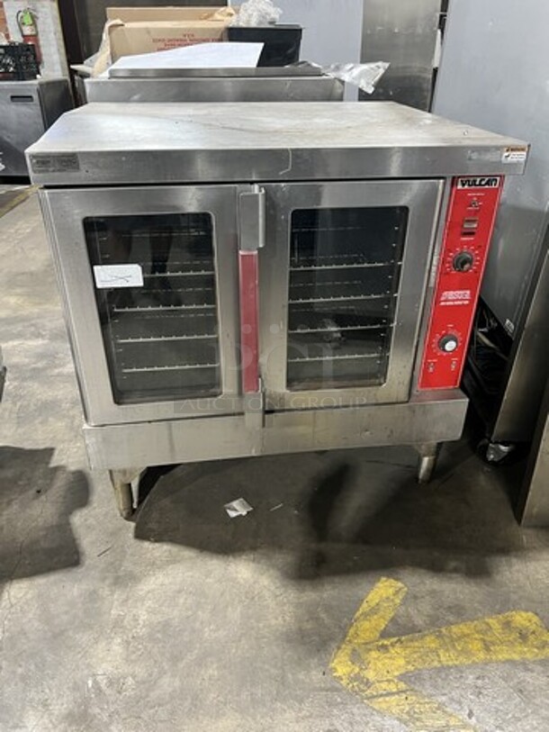 WOW! Vulcan Natural Gas Powered Heavy Duty Commercial Single Convection Oven! With 2 View Through Doors! With Metal Racks! All Stainless Steel! On Legs! 