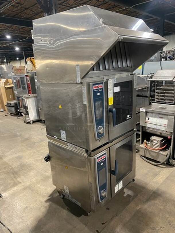 SWEET! LATE MODEL! 2016! Rational Electric Powered White Efficiency Self Cooking Center Double Deck Combi Convection Oven! With Rational Ventless Exhaust System! With View Through Doors! All Stainless Steel! 2x Your Bid Makes One Unit! Model: SCCWE61 SN: E61SH16052516723, SN: E61SH16032505346 208V 60HZ 3 Phase! Working When Removed!  - Image 2 of 11