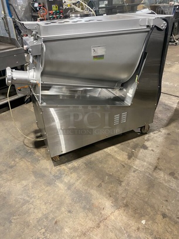 AMAZING! Hobart Commercial Floor Style Heavy Duty Meat Grinder/ Meat Mixer! With 200 LB Capacity! With Foot Pedal Control! Solid Stainless Steel! On Casters! WORKING WHEN REMOVED! Model: MG2032 SN:311433265 480V 60HZ 3 Phase - Image 2 of 10