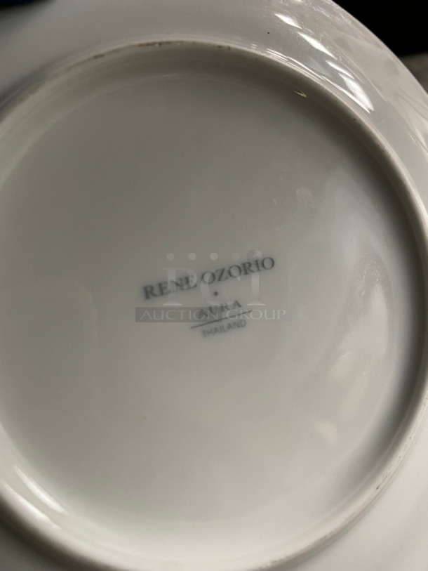 Rene Ozorio 6" White Ceramic Plates! 5x Your Bid! Includes Black Poly Crates! - Image 5 of 6