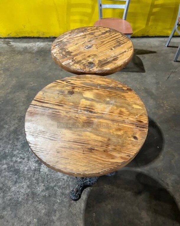 WOW! Solid Wood 24" Round Dining Table! With Black Pedestal Base! 2x Your Bid! - Image 1 of 3