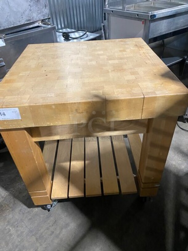 Boos Block Commercial Butcher Block Table! With Storage Space Underneath! On Casters! - Image 9 of 9