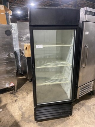 True Commercial Single Door Reach In Cooler Merchandiser! With View Through Door! Poly Coated Racks! Model: GDM26HL SN: 11377445 115V 60HZ 1 Phase