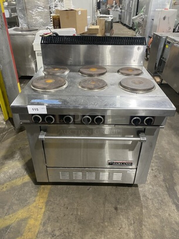 Garland Electric Powered 6 Burner Range! With Full Size Oven Underneath! All S.S. Body! On Casters! 